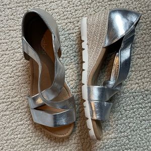 Gabor espadrille sandal wedge size 9 UK 6.5. Fuller. silver